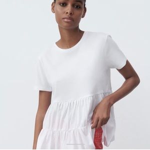 Zara White Tiered T-Shirt